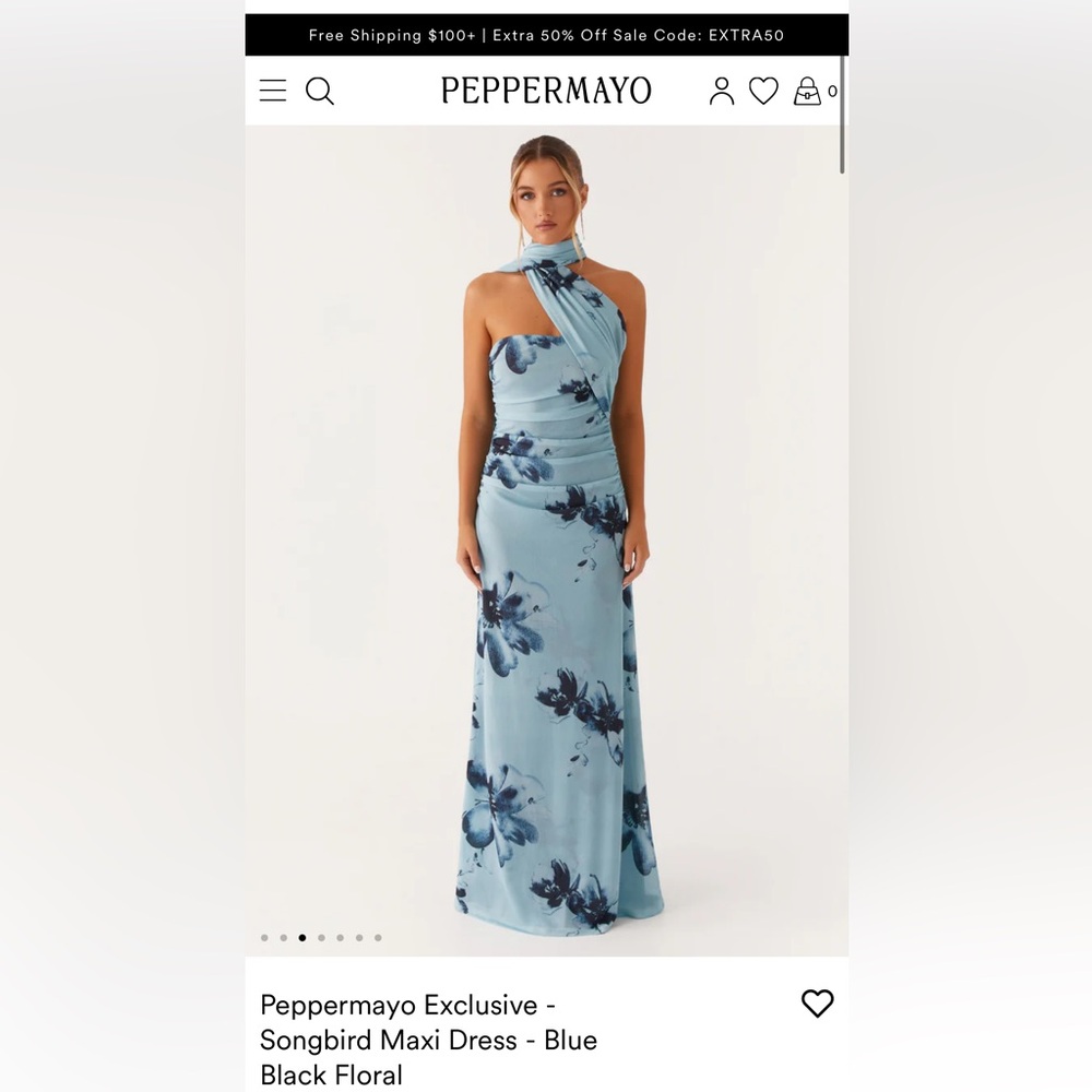 Peppermayo One-Shoulder Blue Floral Dress